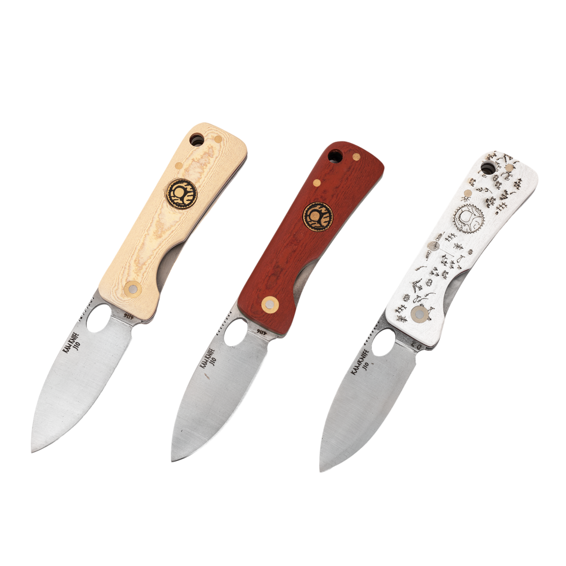 Kam Knife - J10 - 2x4116 Steel - 1xD2 Steel -  Set of 3 - Pocket Knives