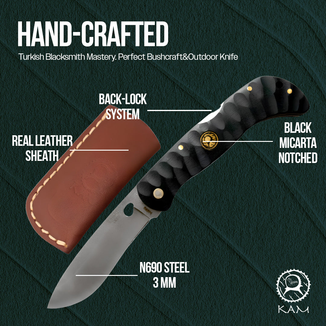 Kam Knife - TR99 - N690 Steel - Black Inlay Handle - Pocket Knife