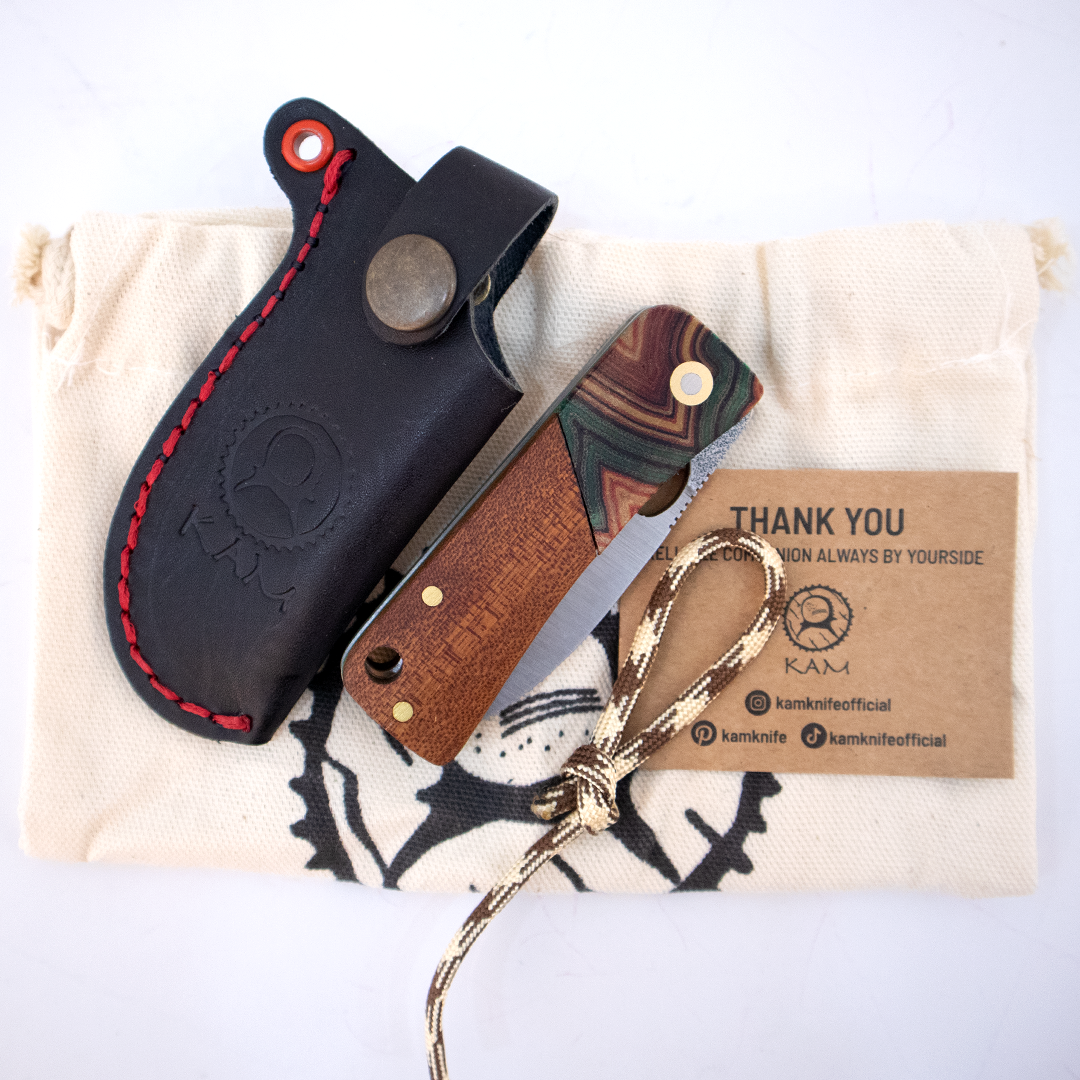 Kam Knife - J10 - N690 Steel - Maun Wood Handle - Pocket Knife