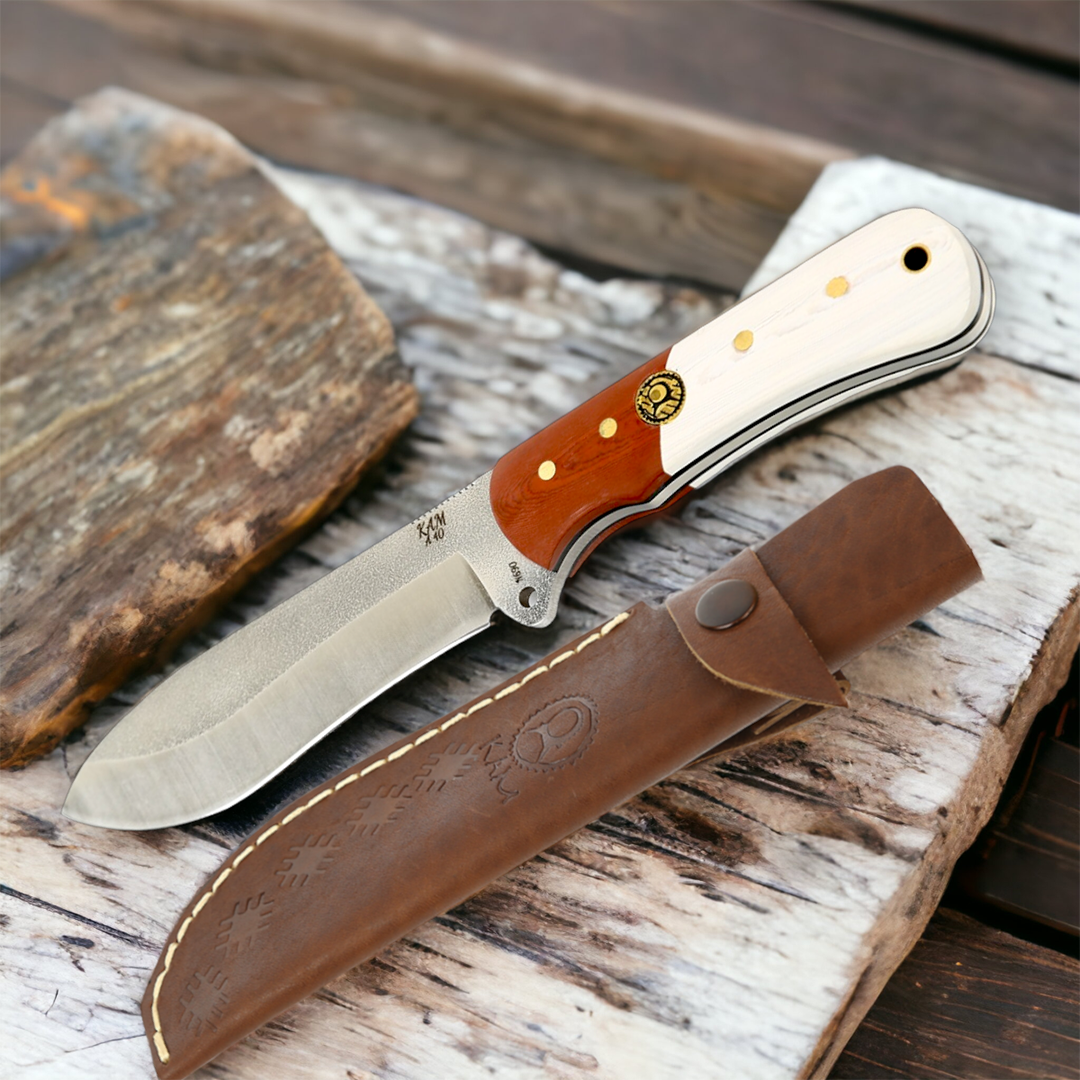 Kam Knife – Fixed Blade Knife BÖHLER Stainless Steel N690; Hunting Knife with 4.72" Blade; Ergonomic Wooden Handle Outdoor Knife; Survival Camping Knife; Perfect for Outdoors - Kam Knife US