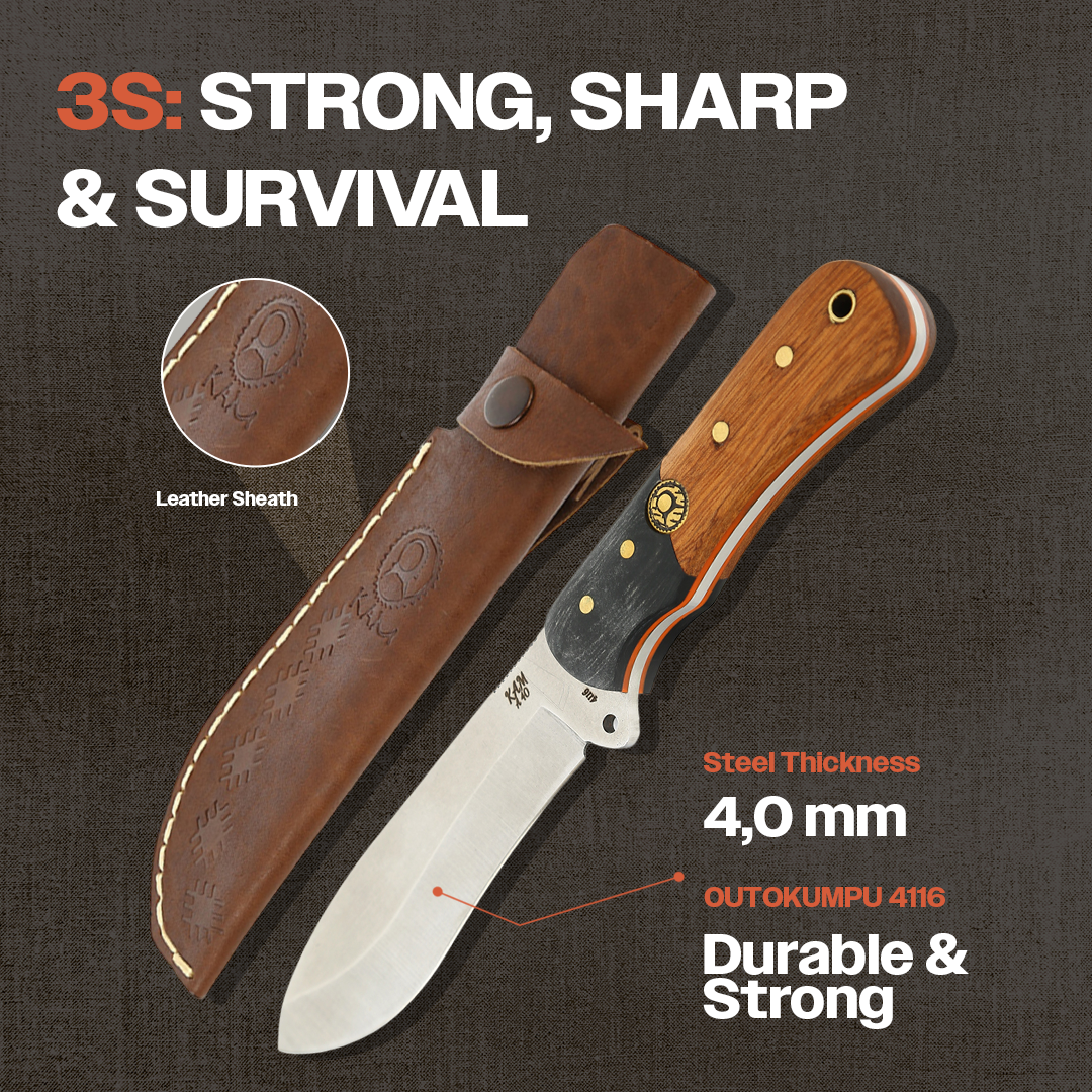 Kam Knife - Fixed-Blade OUTOKUMPU  Knife Stainless Steel 4116 with 4.33" Blade EDC Knife; Micarta Handle Camping Knife; Large Hunting Knife Perfect for Outdoors and Hiking - Kam Knife US