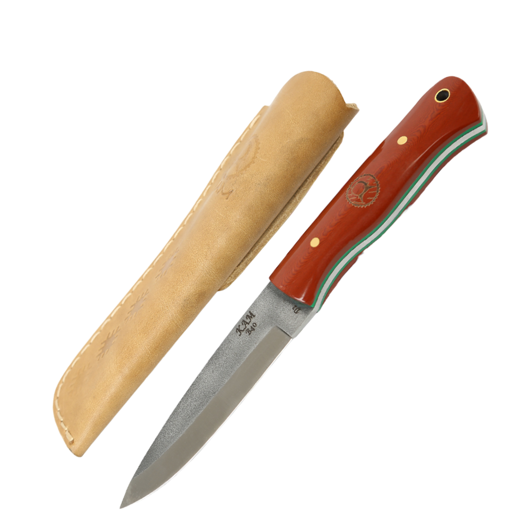 Kam Knife - Fixed-Blade BÖHLER Knife Stainless Steel D2 with 4.33" Blade EDC Knife; Micarta and Green Linen Handle Camping Knife; Large Hunting Knife Perfect for Outdoors and Hiking - Kam Knife US