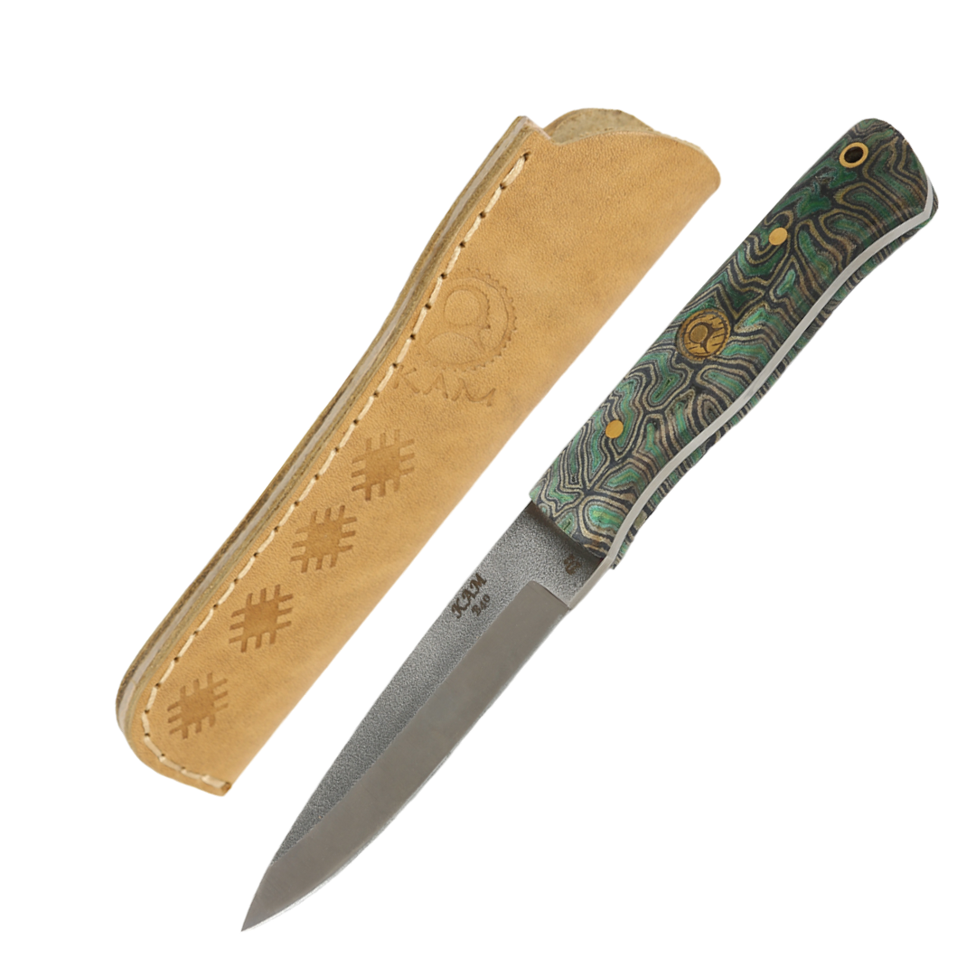 Kam Knife - Fixed-Blade BÖHLER Knife Stainless Steel D2 with 4.33" Blade EDC Knife; Micarta and Green Linen Handle Camping Knife; Large Hunting Knife Perfect for Outdoors and Hiking - Kam Knife US