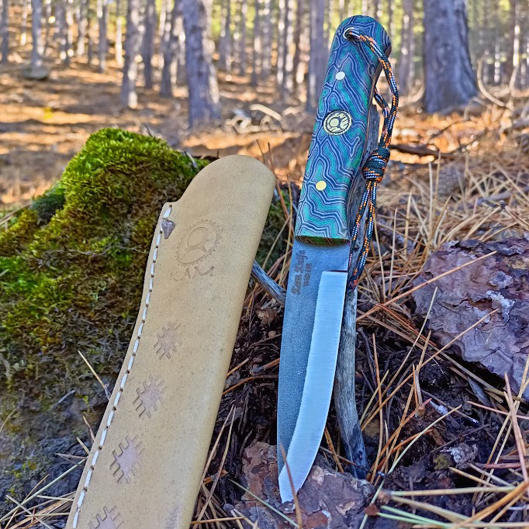 Kam Knife - Fixed-Blade BÖHLER Knife Stainless Steel D2 with 4.33" Blade EDC Knife; Micarta and Green Linen Handle Camping Knife; Large Hunting Knife Perfect for Outdoors and Hiking - Kam Knife US