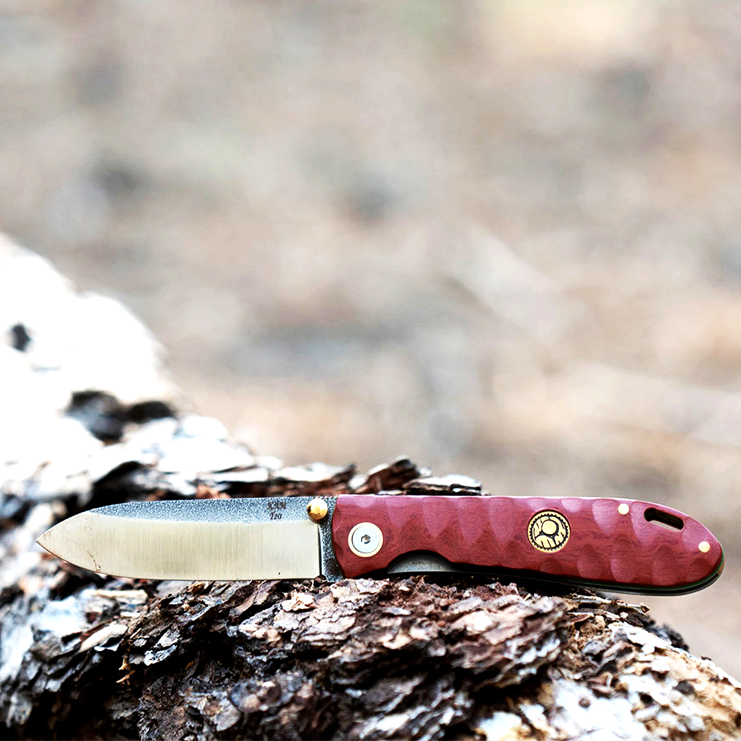 Kam Knife - Folding Knife BÖHLER Stainless Steel N690 with 3.14" Blade EDC Knife; Red Inlay Handle Camping Knife; Small Hunting Knife Perfect for Outdoors and Hiking - Kam Knife US