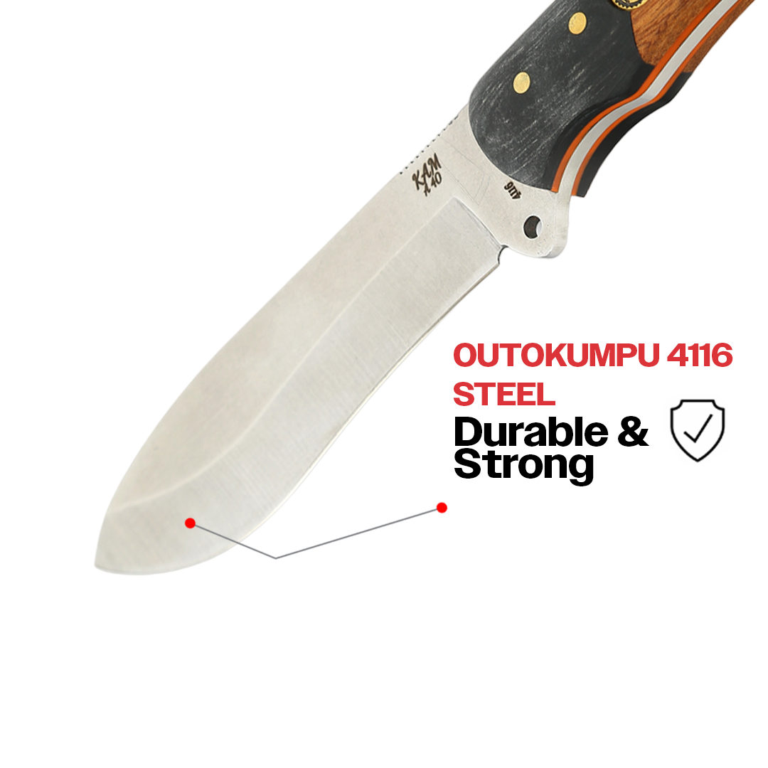 Kam Knife - Fixed-Blade OUTOKUMPU  Knife Stainless Steel 4116 with 4.33" Blade EDC Knife; Micarta Handle Camping Knife; Large Hunting Knife Perfect for Outdoors and Hiking - Kam Knife US